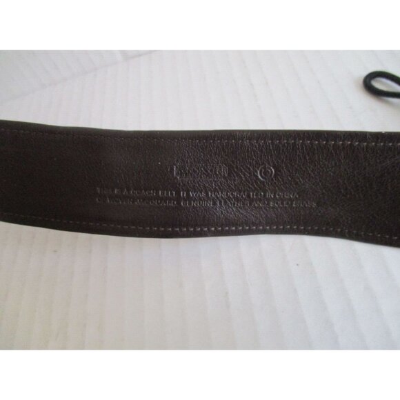 *COACH Brown Tan Belt Small Canvas LOGO D-Ring Silver Buckle - Large - Picture 6 of 7